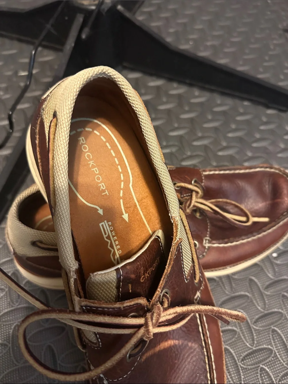 Rockport Brown Leather Boat Shoes with Tan Trim
